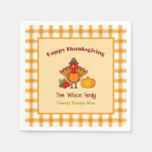 Serviette En Papier Bon thanksgiving Turquie Citrouille En vichy Motif (Devant)