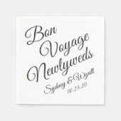 Serviette En Papier Bon Voyage Noir en Blanc Personnalisé Party Napkin (Devant)