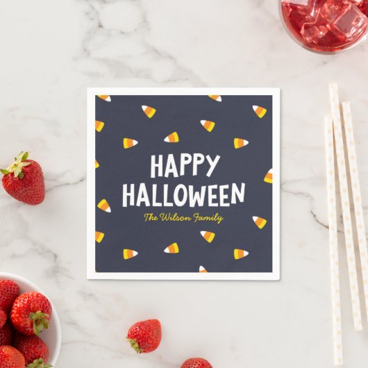Serviette En Papier Bonbon bleu foncé Corn Halloween heureux (En situation)