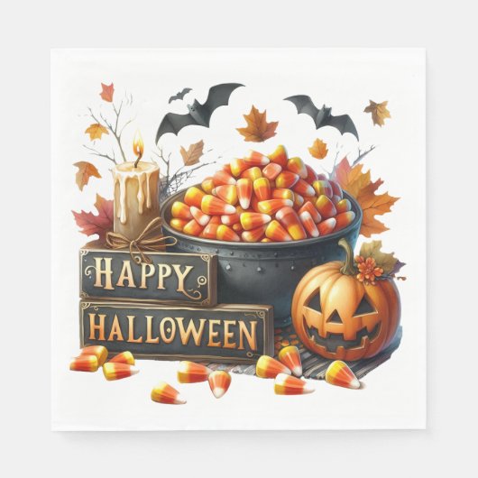 Serviette En Papier Bonbon Corn Halloween papier Napkin (Devant)