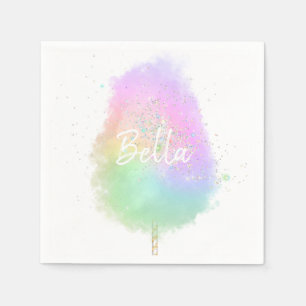 Serviette En Papier Bonbon de coton parties scintillant arc-en-ciel mi