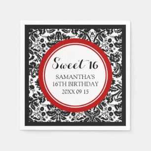 Serviette En Papier Bonbon fait sur commande damassé noire rouge de
