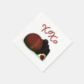 Serviette En Papier Bonbon Valentin XOXO et chocolat noir (Coin)