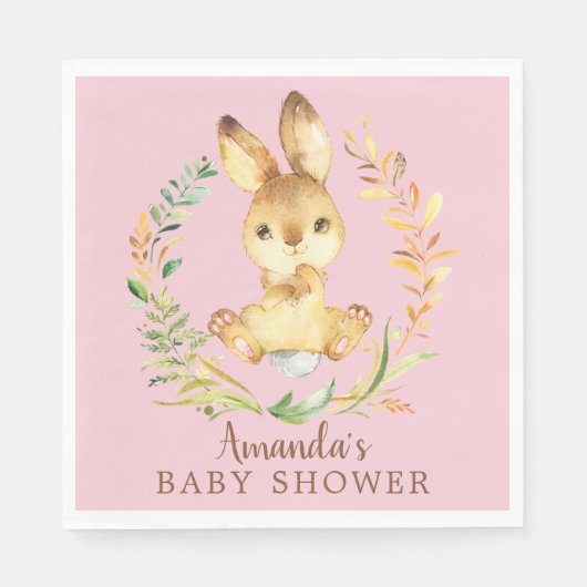 Serviette En Papier Bonbonnes filles lapin Baby shower Papier serviett (Devant)