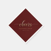 Serviette En Papier Bonbons Bourgogne et or Mariage serviettes (Coin)