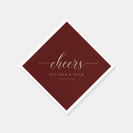 Serviette En Papier Bonbons Bourgogne et or Mariage serviettes (Coin)