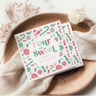 Serviette En Papier Bonbons de Noël Quatre ans est doux 4ème anniversa