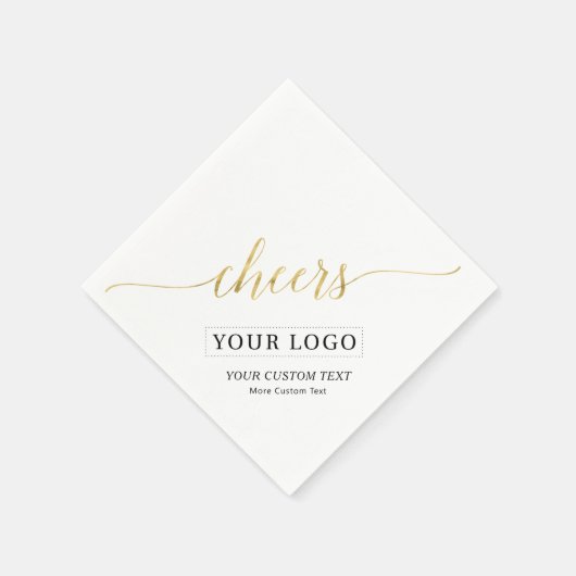 Serviette En Papier Bonbons d'or | Logo d'entreprise simple Texte pers (Coin)