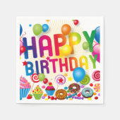 Serviette En Papier Bonbons et ballons Joyeux anniversaire (Devant)