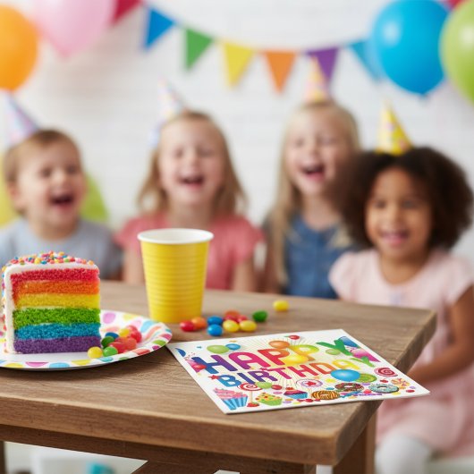Serviette En Papier Bonbons et ballons Joyeux anniversaire