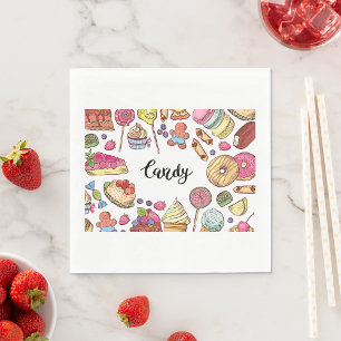 Serviette En Papier Bonbons et Dessert Doodles Sweet Traitements Motif
