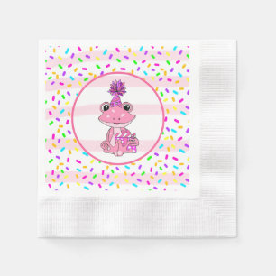 Serviette En Papier Bonbons mignon saupoudrés et grenouille rose Anniv