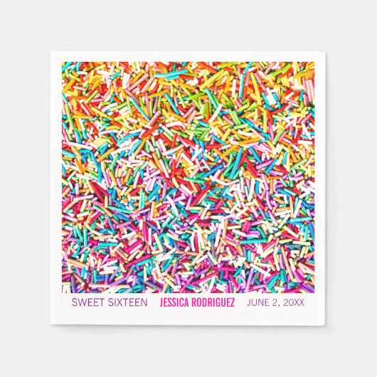 Serviette En Papier Bonbons Thème Partie Napkin Sprinkles Sweet 16 (Devant)