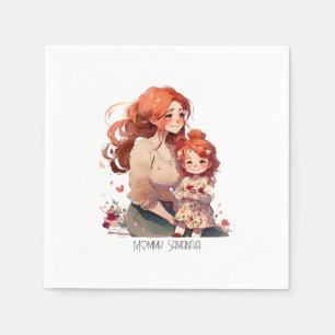 Serviette En Papier Bond adorable maman et fille (13)