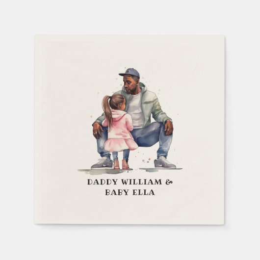 Serviette En Papier Bond père noir et fille (Devant)