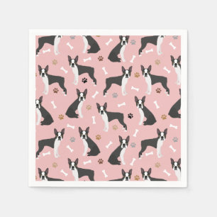 Serviette En Papier Bones Terrier de Boston et serviettes