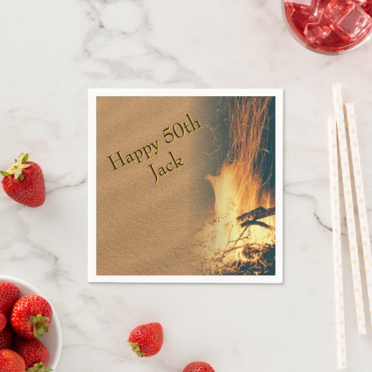 Serviette En Papier Bonfire Birthday Party Napkins With Text (En situation)