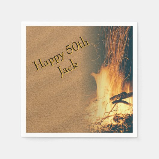 Serviette En Papier Bonfire Birthday Party Napkins With Text (Devant)