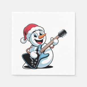 Serviette En Papier Bonhomme de neige jouant de la guitare électrique