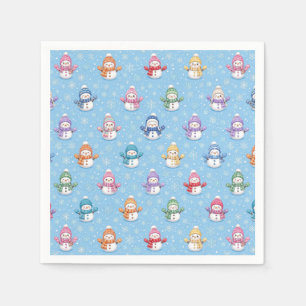 Serviette En Papier Bonhommes de neige de Noël dans des flocons de nei
