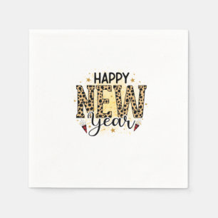 Serviette En Papier Bonjour 2022 Bonne Année Léopard
