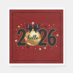 Serviette En Papier Bonjour 2026 Conception de paillettes rouges scint