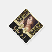 Serviette En Papier Bonjour 30 Gold Black Damask 30e anniversaire (Coin)