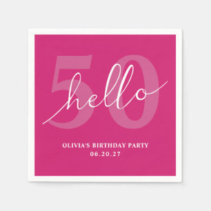 Serviette En Papier Bonjour 50 Gras Hot Rose 50e anniversaire person