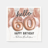 Serviette En Papier Bonjour 60 Parties scintillant roses Balloons d'an (Devant)