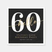 Serviette En Papier Bonjour 60 Soixante Anniversaire fête (Devant)