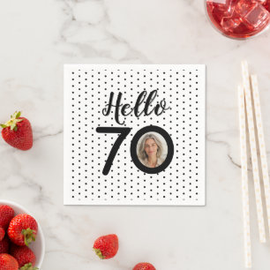 Serviette En Papier Bonjour 70 points noirs et blancs Photo Anniversai