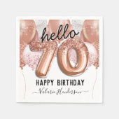 Serviette En Papier Bonjour 70e anniversaire Ballons de Parties scinti (Devant)