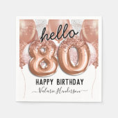 Serviette En Papier Bonjour 80 Parties scintillant roses Balloons d'an (Devant)