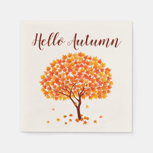 Serviette En Papier Bonjour Arbre à érable d'automne (Devant)
