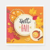 Serviette En Papier Bonjour automne Feuilles d'automne et Citrouille t (Devant)