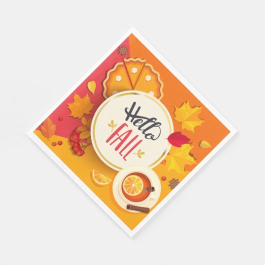 Serviette En Papier Bonjour automne Feuilles d'automne et Citrouille t (Coin)