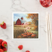 Serviette En Papier Bonjour Automne Thanksgiving Rural Grange Citrouil (En situation)