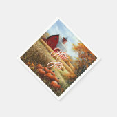 Serviette En Papier Bonjour Automne Thanksgiving Rural Grange Citrouil (Coin)