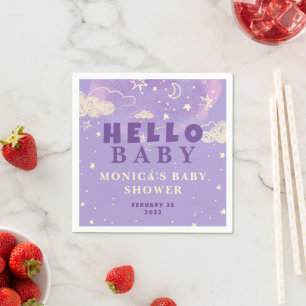Serviette En Papier Bonjour Baby Purple Dream Baby shower