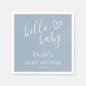Serviette En Papier Bonjour Baby shower Dusty Bleu Bébé Garçon mignon  (Devant)