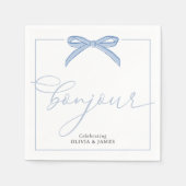 Serviette En Papier Bonjour Bébé Blue Paris Tour Eiffel Baby shower (Devant)
