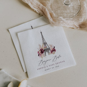 Serviette En Papier Bonjour Bébé Bourgogne Fleurie Baby Shower Paris