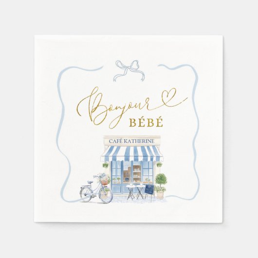 Serviette En Papier Bonjour bébé Café parisien (Devant)