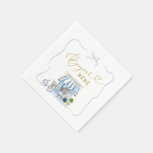 Serviette En Papier Bonjour bébé Café parisien (Coin)