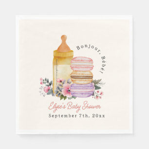 Serviette En Papier Bonjour Bébé Français Macarons & Baby shower du la