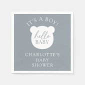 Serviette En Papier Bonjour bébé ours C'est un garçon (Devant)