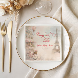 Serviette En Papier Bonjour Bébé Paris Baby Shower
