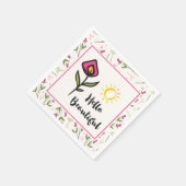 Serviette En Papier Bonjour Belle Jolie Orange Rose Orange Fleur Sauva (Coin)