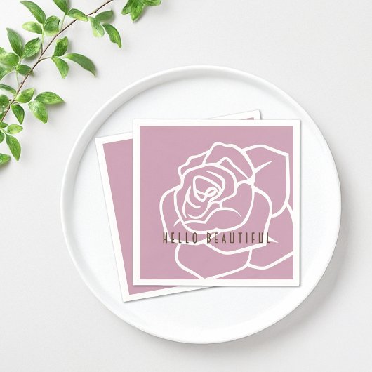Serviette En Papier Bonjour Belle - Papier Rose Rose Chic Moderne