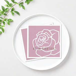 Serviette En Papier Bonjour Belle - Rose Rose Moderne Papier Chic